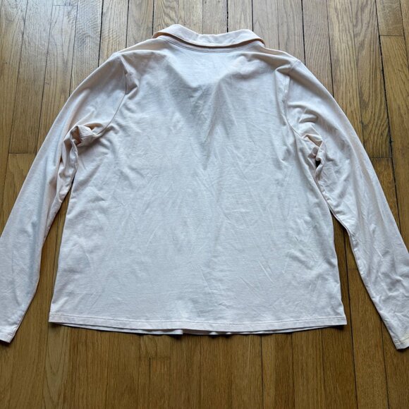 AnyBody Size M Pink Cozy Knit Luxe Long Sleeve Collared Polo Shirt Top - Picture 15 of 16